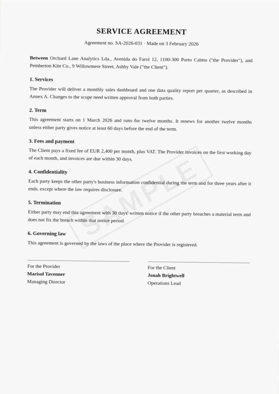 The contract we sent